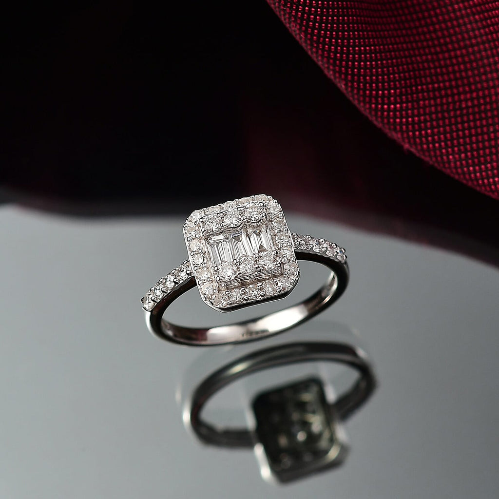Luxuriant Lab Grown Diamond (SI-GH) Ring in Rhodium Overlay Sterling Silver 1.00 Ct.