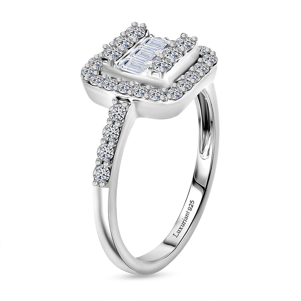 Luxuriant Lab Grown Diamond (SI-GH) Ring in Rhodium Overlay Sterling Silver 1.00 Ct.
