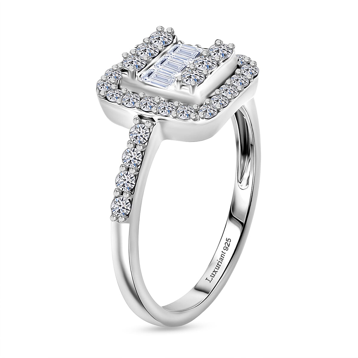 LUXURIANT 1 Ct. Lab Grown Diamond Ring in Rhodium Overlay Sterling Silver (SI-GH) 8187449 4