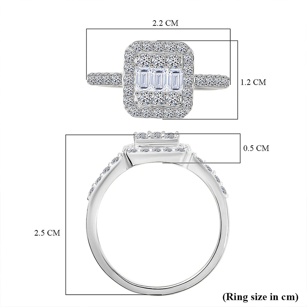 Luxuriant Lab Grown Diamond (SI-GH) Ring in Rhodium Overlay Sterling Silver 1.00 Ct.