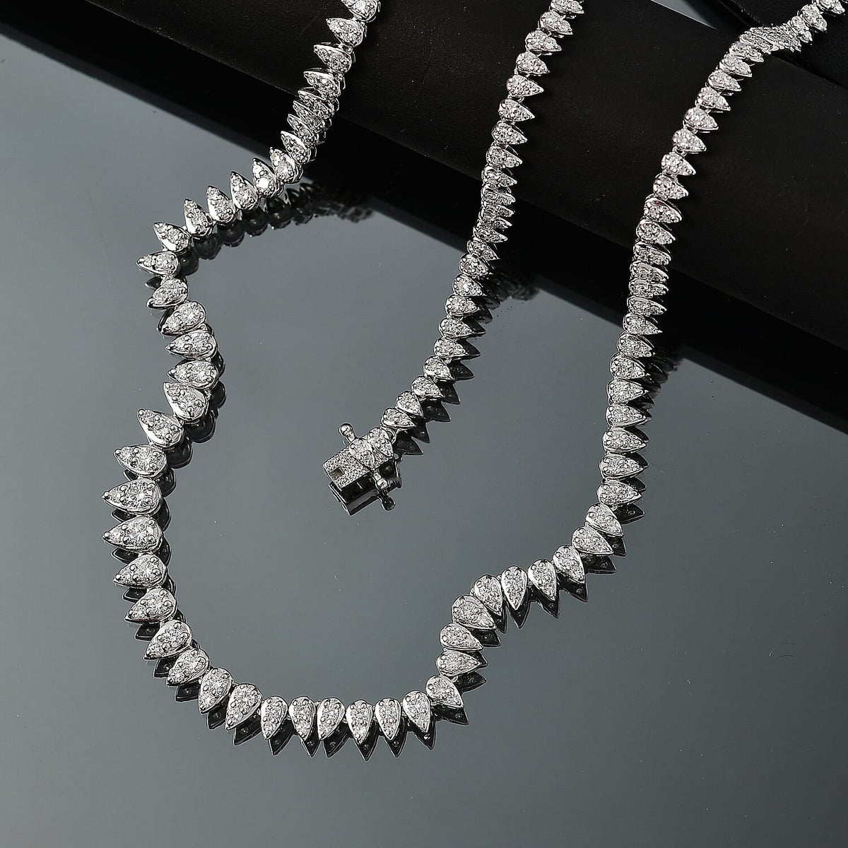 LUXURIANT 4.9 Ct. Lab Grown Diamond Necklace with GB Lock Box in Rhodium Overlay Sterling Silver 8162494 2