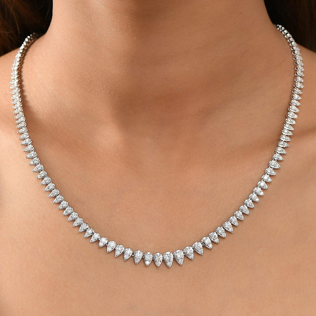 LUXURIANT 4.9 Ct. Lab Grown Diamond Necklace with GB Lock Box in Rhodium Overlay Sterling Silver 8162494 3