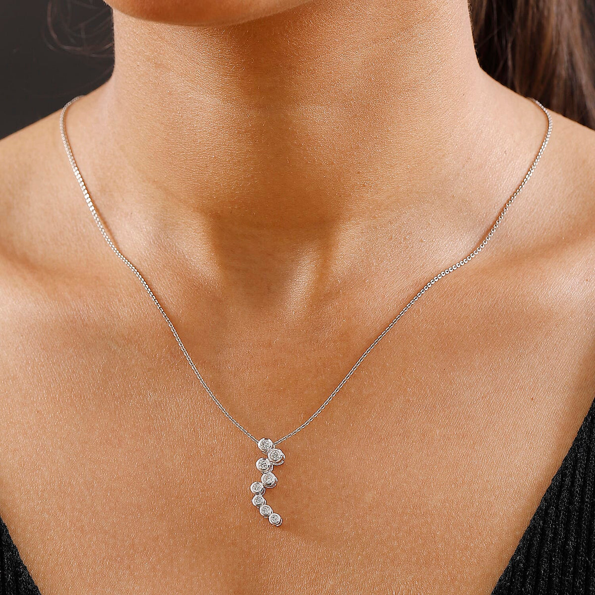 LUXURIANT 0.50 Ct. Lab Grown Diamond Bubble Pendant in Rhodium Overlay Sterling Silver 8060920 2