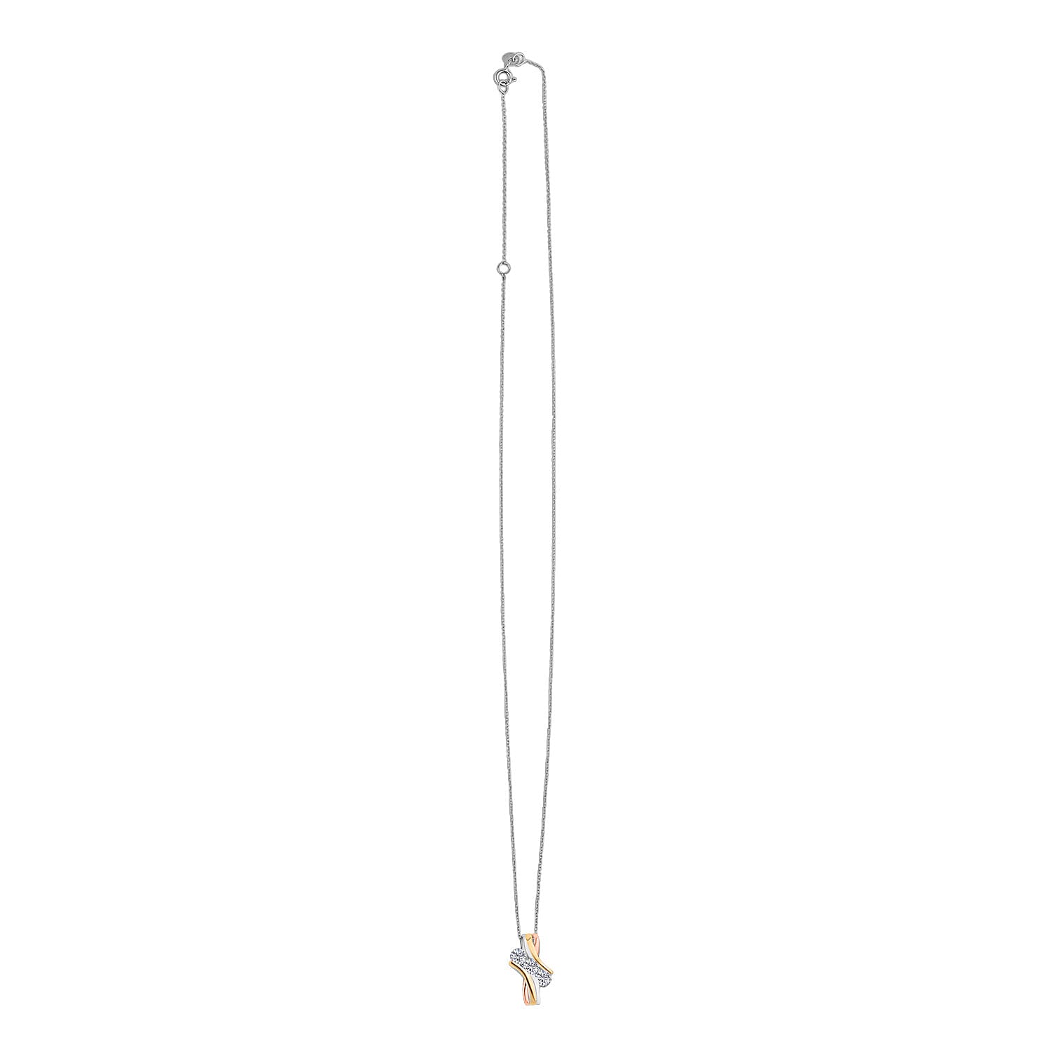 LUXURIANT Lab Grown Diamond Trilogy Pendant with Chain (Size 18/20) in 18K Yellow and Rose Gold Vermeil Plated Sterling Silver (0.75 Ct 4390946 3