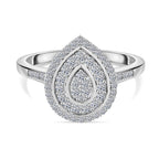 Red Carpet Collection - Luxuriant Lab Grown Diamond (SI-GH) Cluster Ring in Rhodium Overlay Sterling Silver 0.50 Ct.