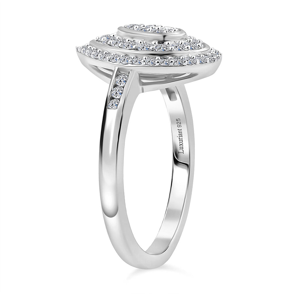 Red Carpet Collection - Luxuriant Lab Grown Diamond (SI-GH) Cluster Ring in Rhodium Overlay Sterling Silver 0.50 Ct.