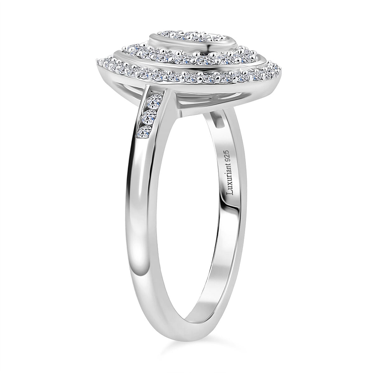 LUXURIANT 0.50 Ct. Lab Grown Diamond Cluster Ring in Rhodium Overlay Sterling Silver SI-GH 8190557 4