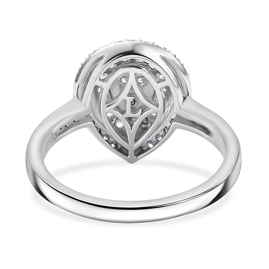 Red Carpet Collection - Luxuriant Lab Grown Diamond (SI-GH) Cluster Ring in Rhodium Overlay Sterling Silver 0.50 Ct.