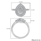 Red Carpet Collection - Luxuriant Lab Grown Diamond (SI-GH) Cluster Ring in Rhodium Overlay Sterling Silver 0.50 Ct.