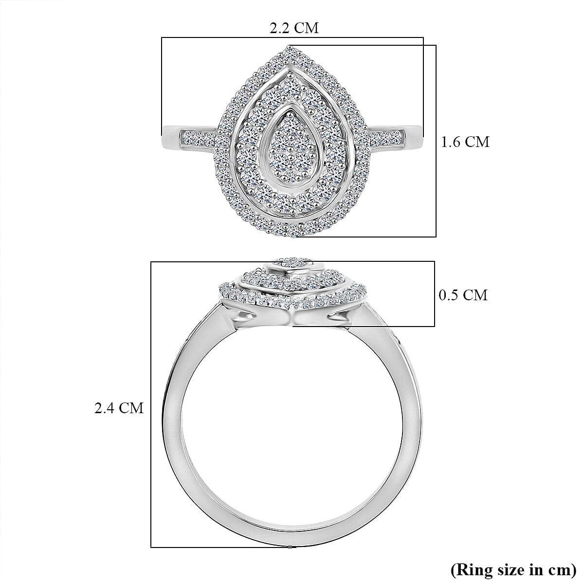 LUXURIANT 0.50 Ct. Lab Grown Diamond Cluster Ring in Rhodium Overlay Sterling Silver SI-GH 8190557 6