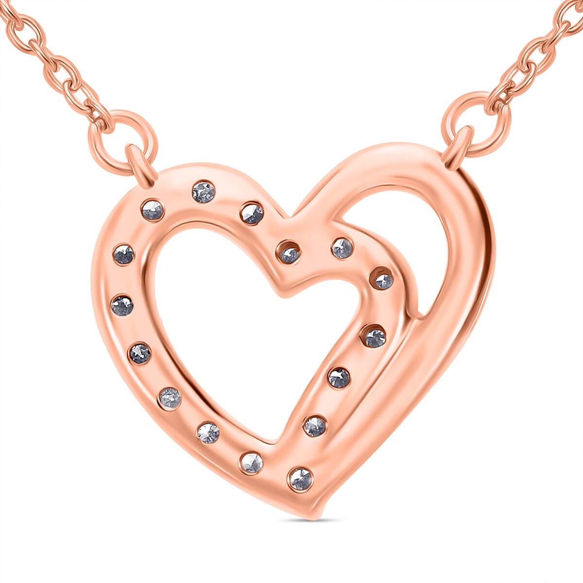 Luxuriant SI G/H Lab Grown Diamond Heart Pendant with Chain in Vermeil Rose Gold Plated and Rhodium Overlay Sterling Silver (0.15 Ct.) 4357932 3