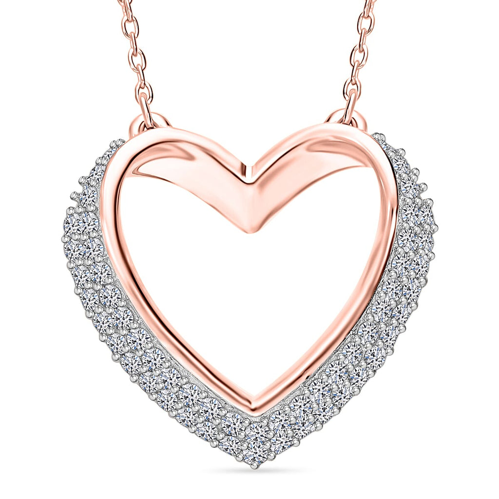 Luxuriant Diamond Lab Grown Diamond (SI-G-H) Pendant with Chain (Size - 18-2 Ext.) with Spring Ring Clasp in Vermeil Rose Gold Plated & Rhodium Overlay Sterling Silver 0.33 Ct.