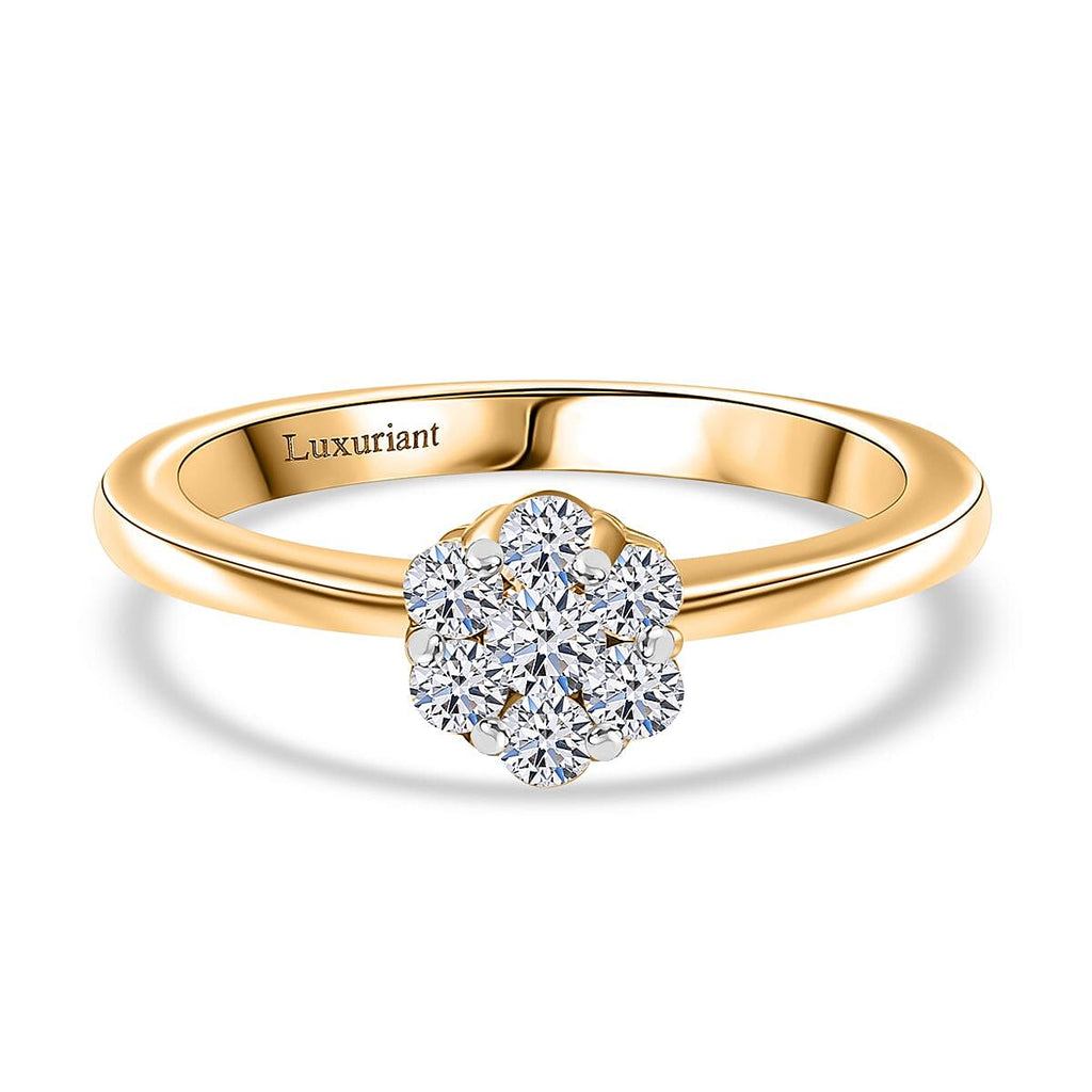 Luxuriant Diamond Lab Grown Diamond (SI-G-H) Ring in 18K Vermeil Yellow Gold Plated Sterling Silver 0.510 Ct.