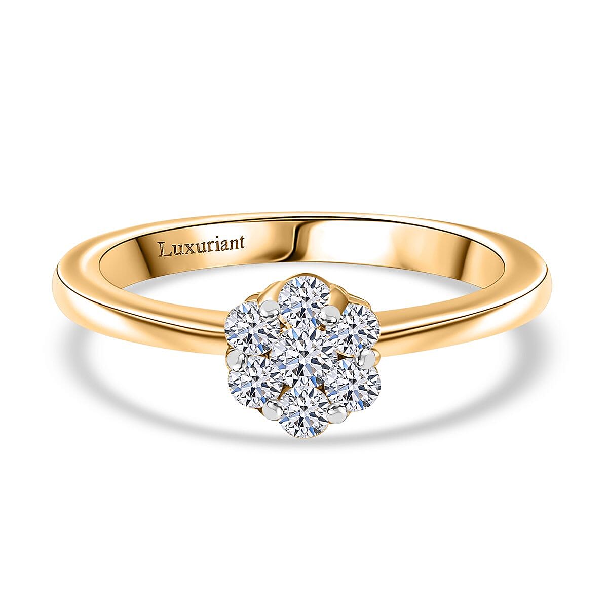 LUXURIANT 0.50 Ct. Lab Grown Diamond Cluster Ring in 18K Vermeil Yellow Gold Plated Sterling Silver (SI G/H) 8084878 0