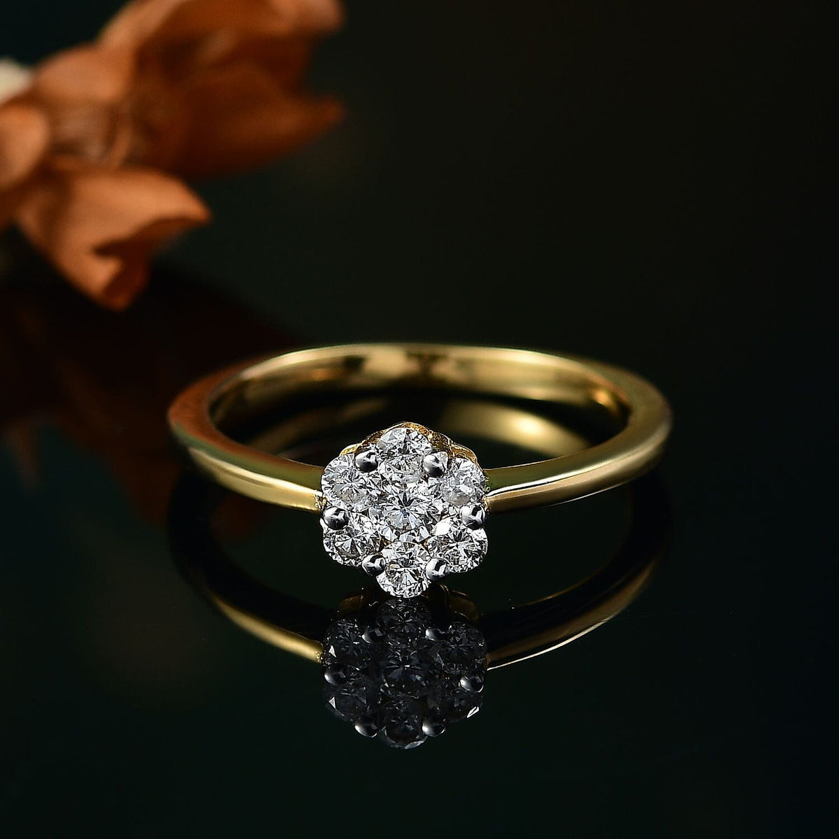 LUXURIANT 0.50 Ct. Lab Grown Diamond Cluster Ring in 18K Vermeil Yellow Gold Plated Sterling Silver (SI G/H) 8084878 2