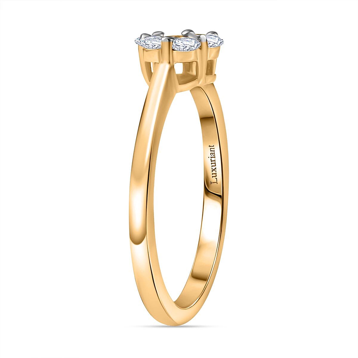 LUXURIANT 0.50 Ct. Lab Grown Diamond Cluster Ring in 18K Vermeil Yellow Gold Plated Sterling Silver (SI G/H) 8084878 4