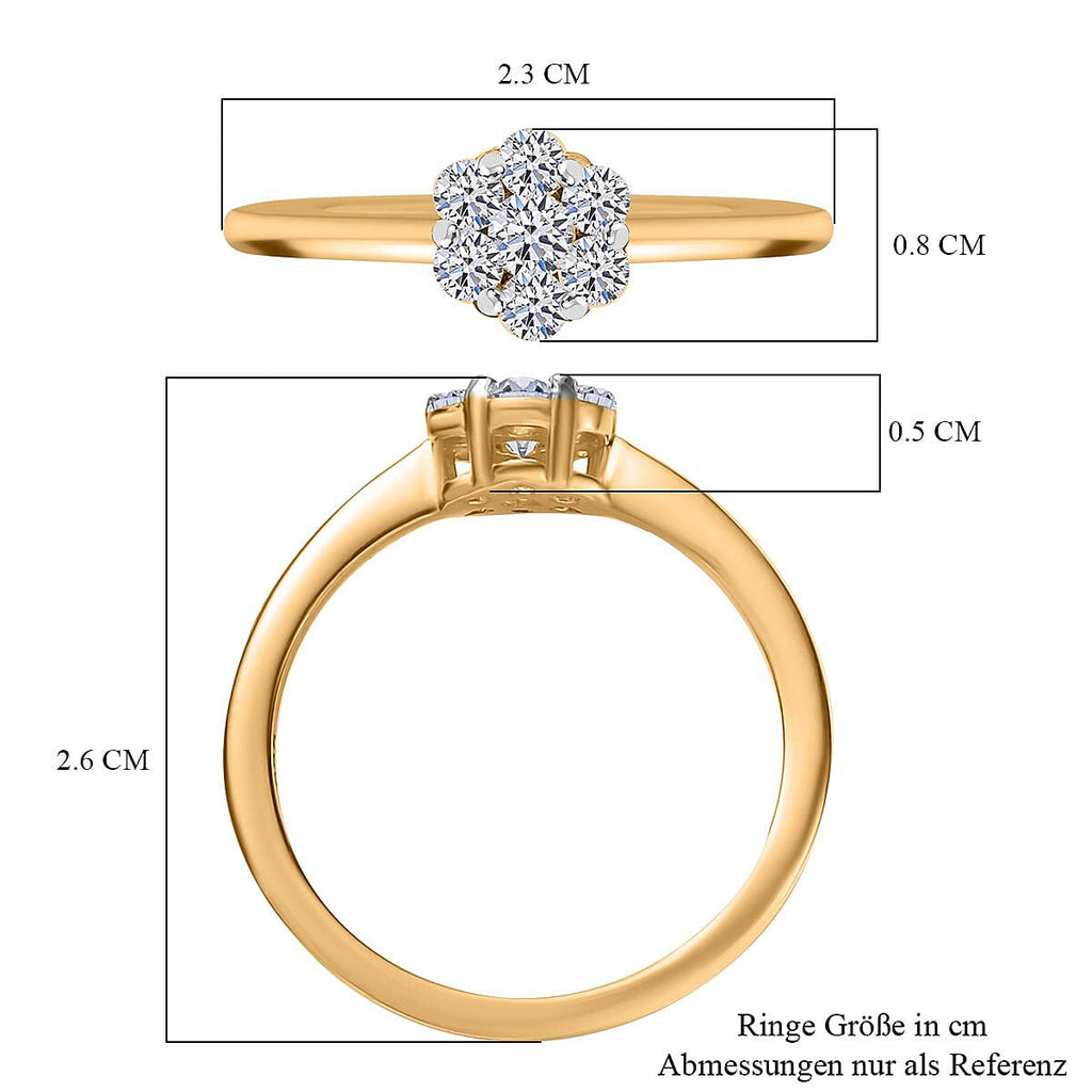 Luxuriant Diamond Lab Grown Diamond (SI-G-H) Ring in 18K Vermeil Yellow Gold Plated Sterling Silver 0.510 Ct.