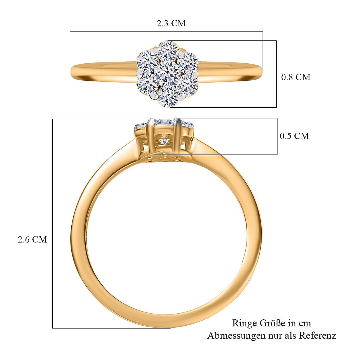 LUXURIANT 0.50 Ct. Lab Grown Diamond Cluster Ring in 18K Vermeil Yellow Gold Plated Sterling Silver (SI G/H) 8084878 6