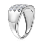 Luxuriant Diamond Three Rows Lab Grown Diamond (SI-G-H) Ring in Rhodium Overlay Sterling Silver 1.00 Ct.