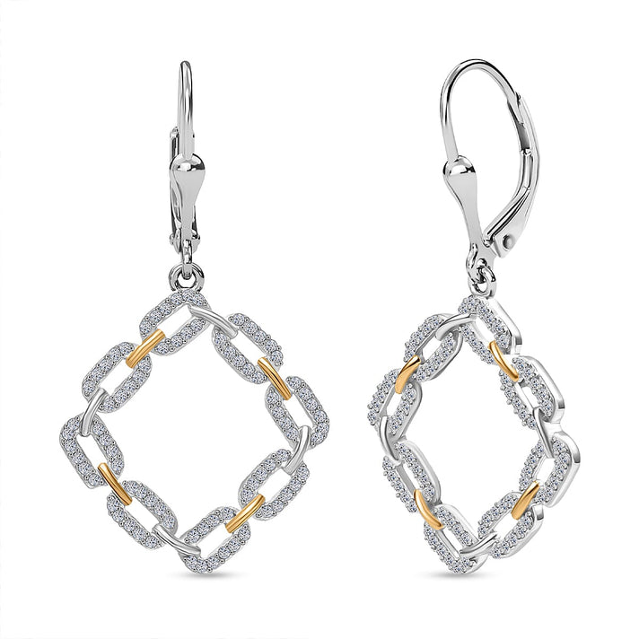 LUXURIANT Lab Grown Diamond (SI-GH) Dangle Earring in 18K Vermeil Yellow Gold Over Rhodium Overlay Sterling Silver 8163949 1