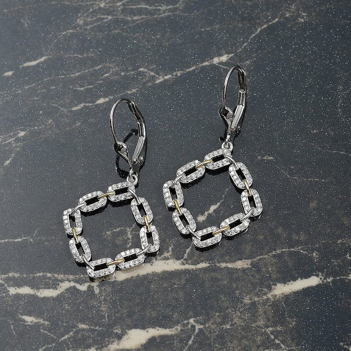 LUXURIANT Lab Grown Diamond (SI-GH) Dangle Earring in 18K Vermeil Yellow Gold Over Rhodium Overlay Sterling Silver 8163949 2