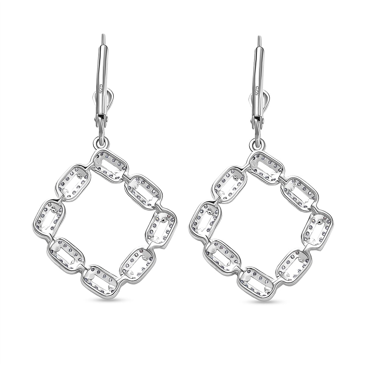 LUXURIANT Lab Grown Diamond (SI-GH) Dangle Earring in 18K Vermeil Yellow Gold Over Rhodium Overlay Sterling Silver V32552931 5