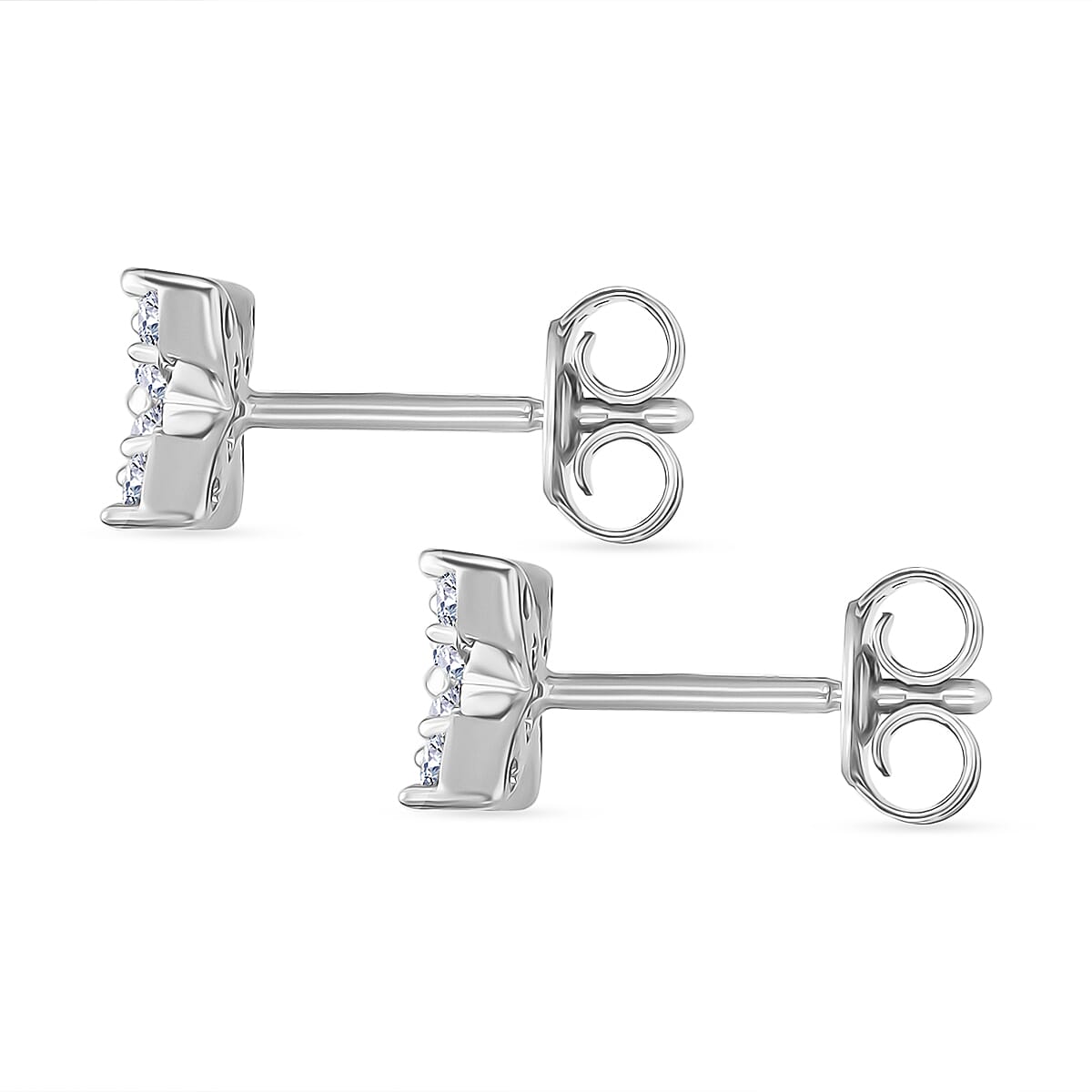 LUXURIANT Lab Grown Diamond Floral Earring with Push Back in Platinum Overlay Sterling Silver (SI-GH) 8048173 2