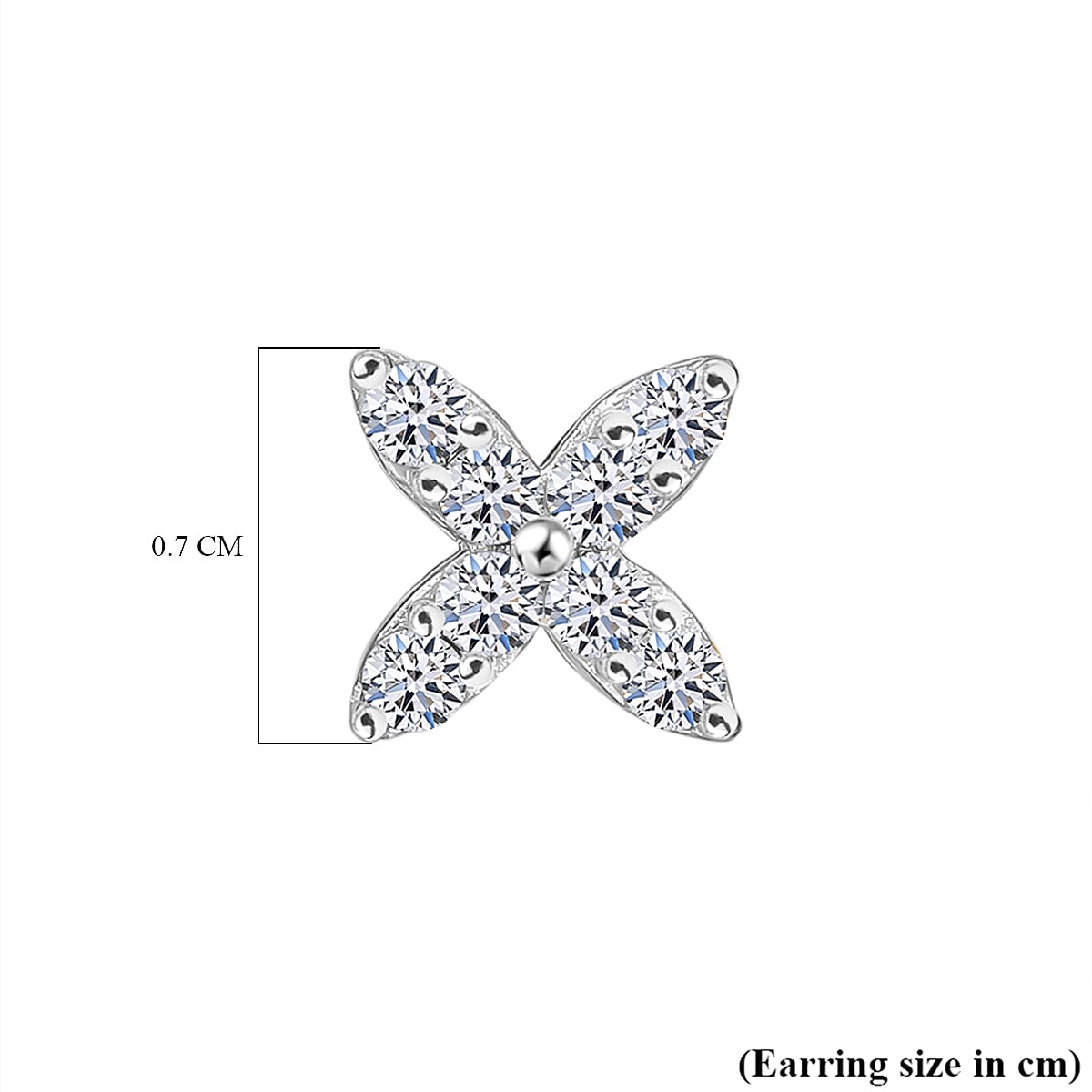 LUXURIANT Lab Grown Diamond Floral Earring with Push Back in Platinum Overlay Sterling Silver (SI-GH) 8048173 3