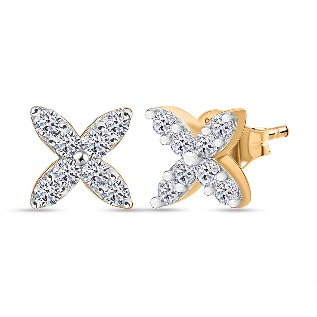 Luxuriant Diamond Lab Grown Diamond (SI-GH) Earring with Push Back in Vermeil Yellow Gold Plated Sterling Silver