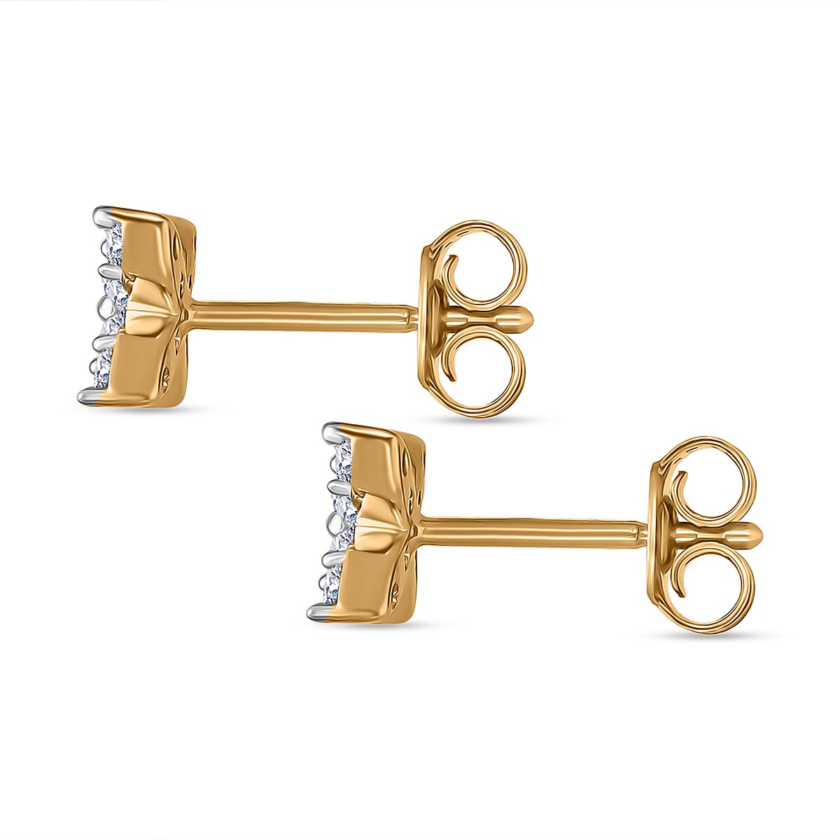 LUXURIANT Lab Grown Diamond Floral Earring with Push Back in Vermeil Yellow Gold Plated Sterling Silver (SI-G 8048174 3
