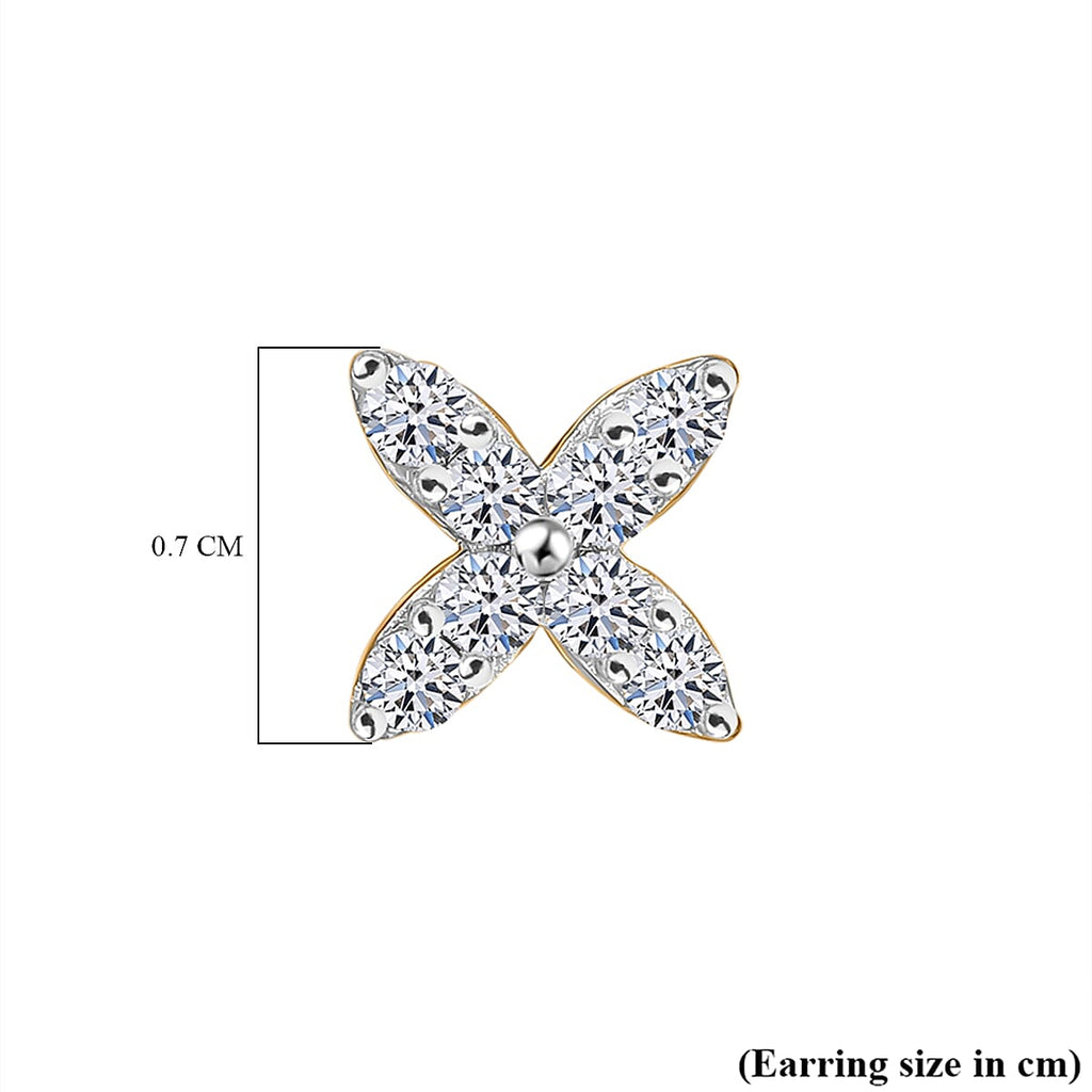 Luxuriant Diamond Lab Grown Diamond (SI-GH) Earring with Push Back in Vermeil Yellow Gold Plated Sterling Silver