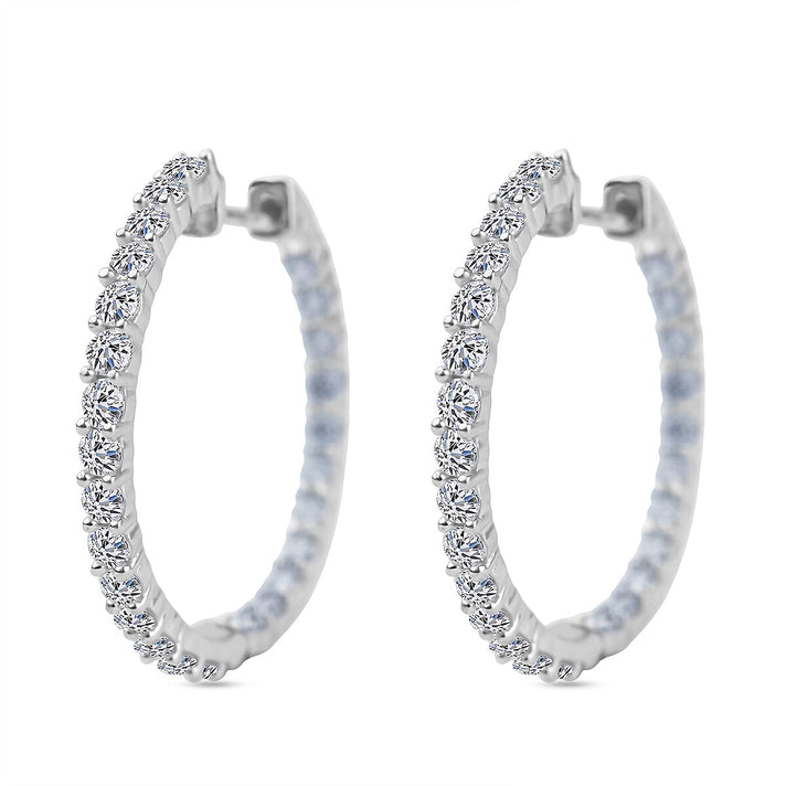LUXURIANT 2 Ct. Lab Grown Diamond Hoop Earrings in Rhodium Overlay Sterling Silver 8179182 1
