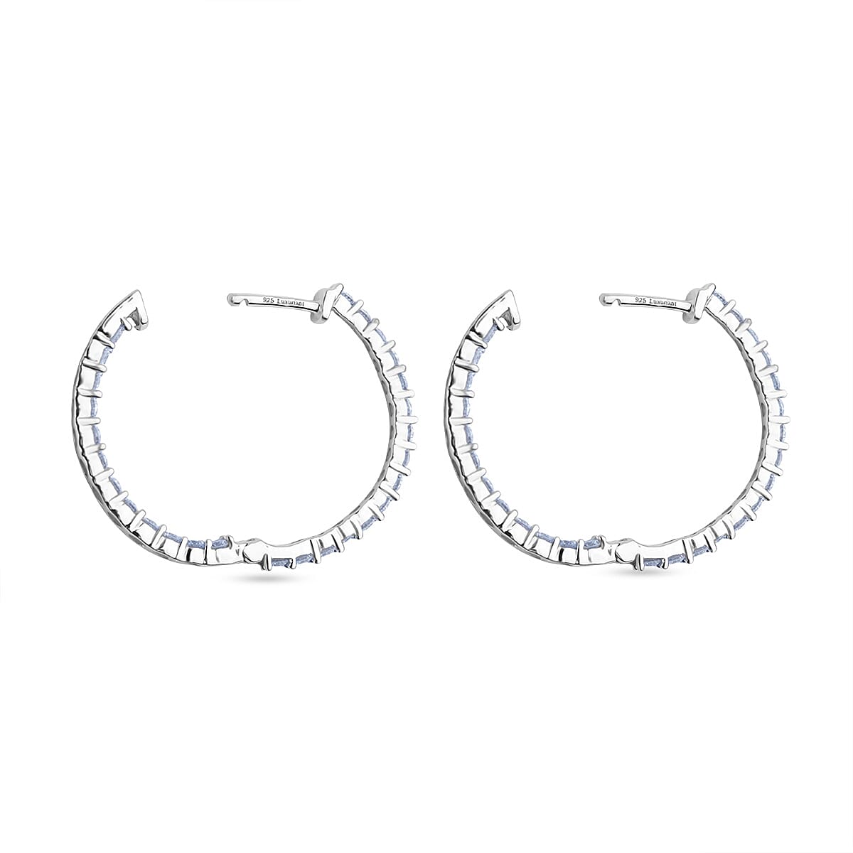 LUXURIANT 2 Ct. Lab Grown Diamond Hoop Earrings in Rhodium Overlay Sterling Silver V32682930 2