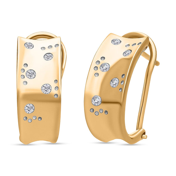 LUXURIANT Lab Grown Diamond Omega Clip Earrings in Vermeil Yellow Gold Plated Sterling Silver (SI-GH) 8170625 1