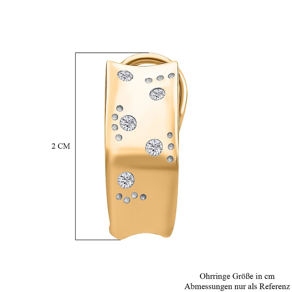 Luxuriant Diamond Lab Grown Diamond (SI-GH) Omega Clip Earrings in Vermeil Yellow Gold Plated Sterling Silver