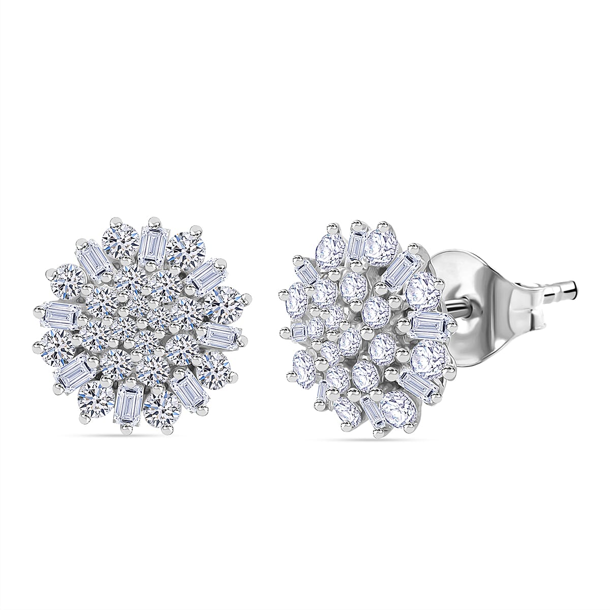 LUXURIANT Lab Grown Diamond (SI GH) Push Back Earrings in Platinum Overlay Sterling Silver 1 Ct. 8048176 0