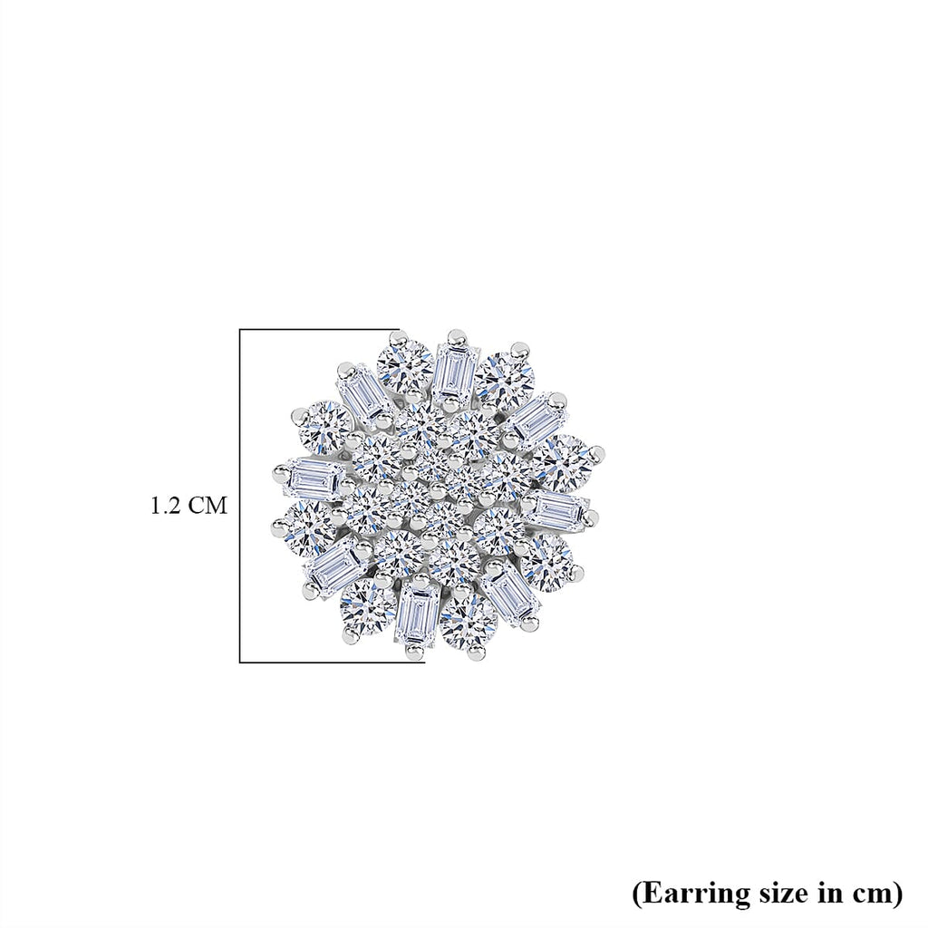 Luxuriant Diamond Lab Grown Diamond (SI-GH) Push Back Earrings in Platinum Overlay Sterling Silver 1.00 Ct.