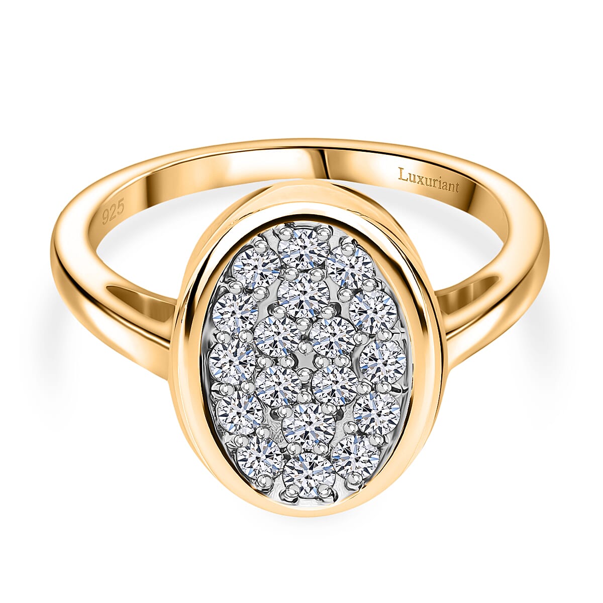 LUXURIANT 0.5 Ct. Lab Grown Diamond Cluster Ring in Vermeil Yellow Gold Over Sterling Silver 8170734 0