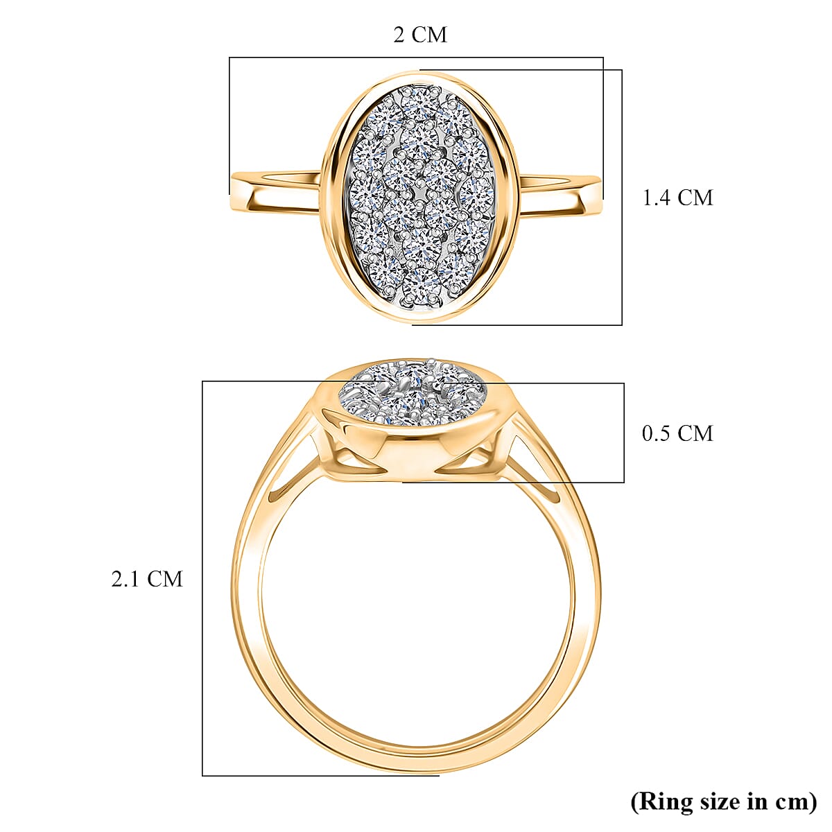 LUXURIANT 0.5 Ct. Lab Grown Diamond Cluster Ring in Vermeil Yellow Gold Over Sterling Silver 8170734 5