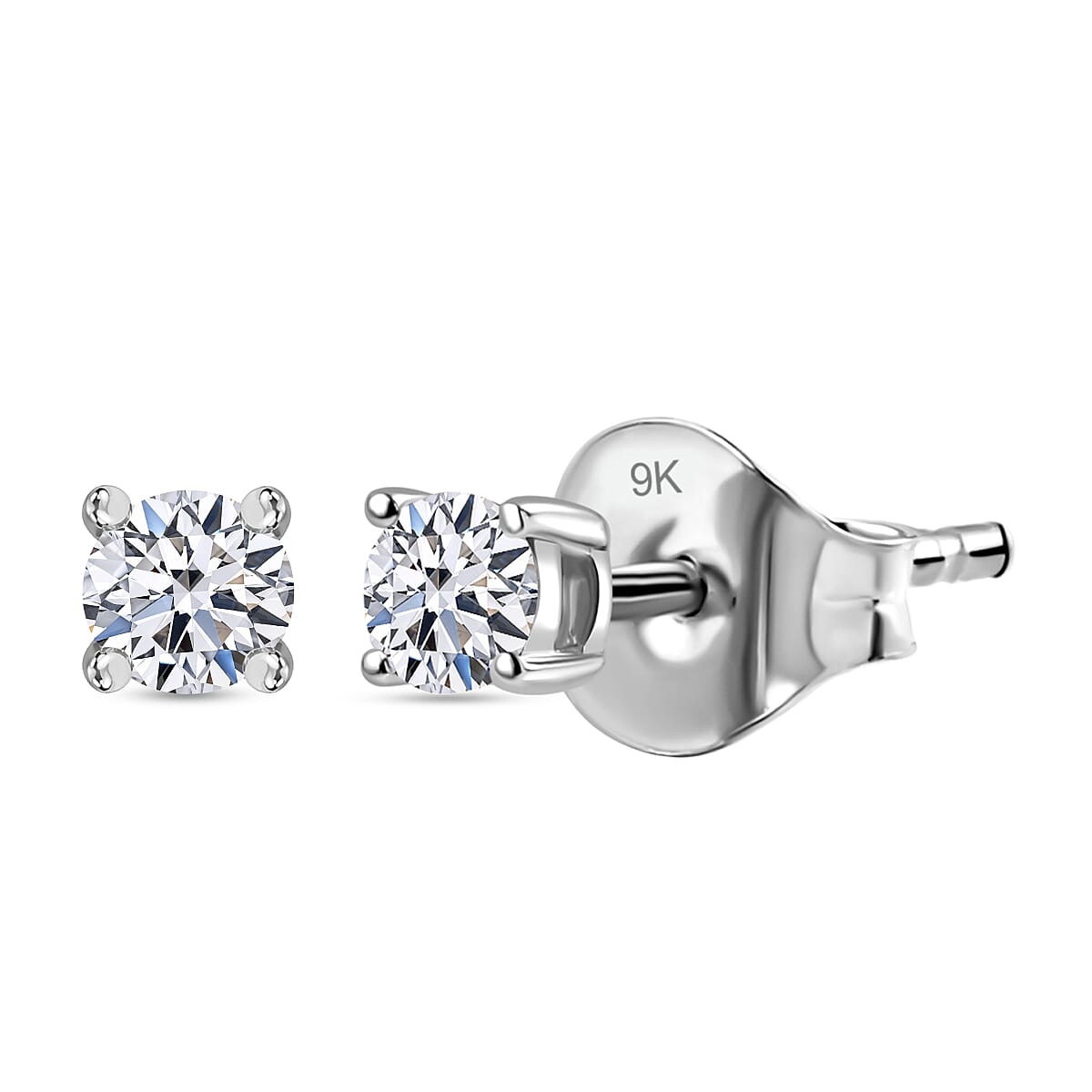 LUXURIANT Lab Grown Diamond Solitaire Earrings in 9K White Gold 7955469 0