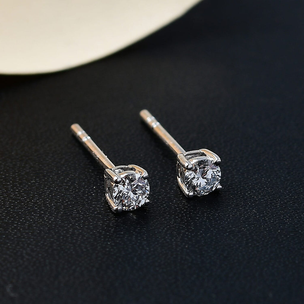 Luxuriant Diamond  9K White Gold  Lab Grown Diamond  Solitaire Stud Push Post Earring