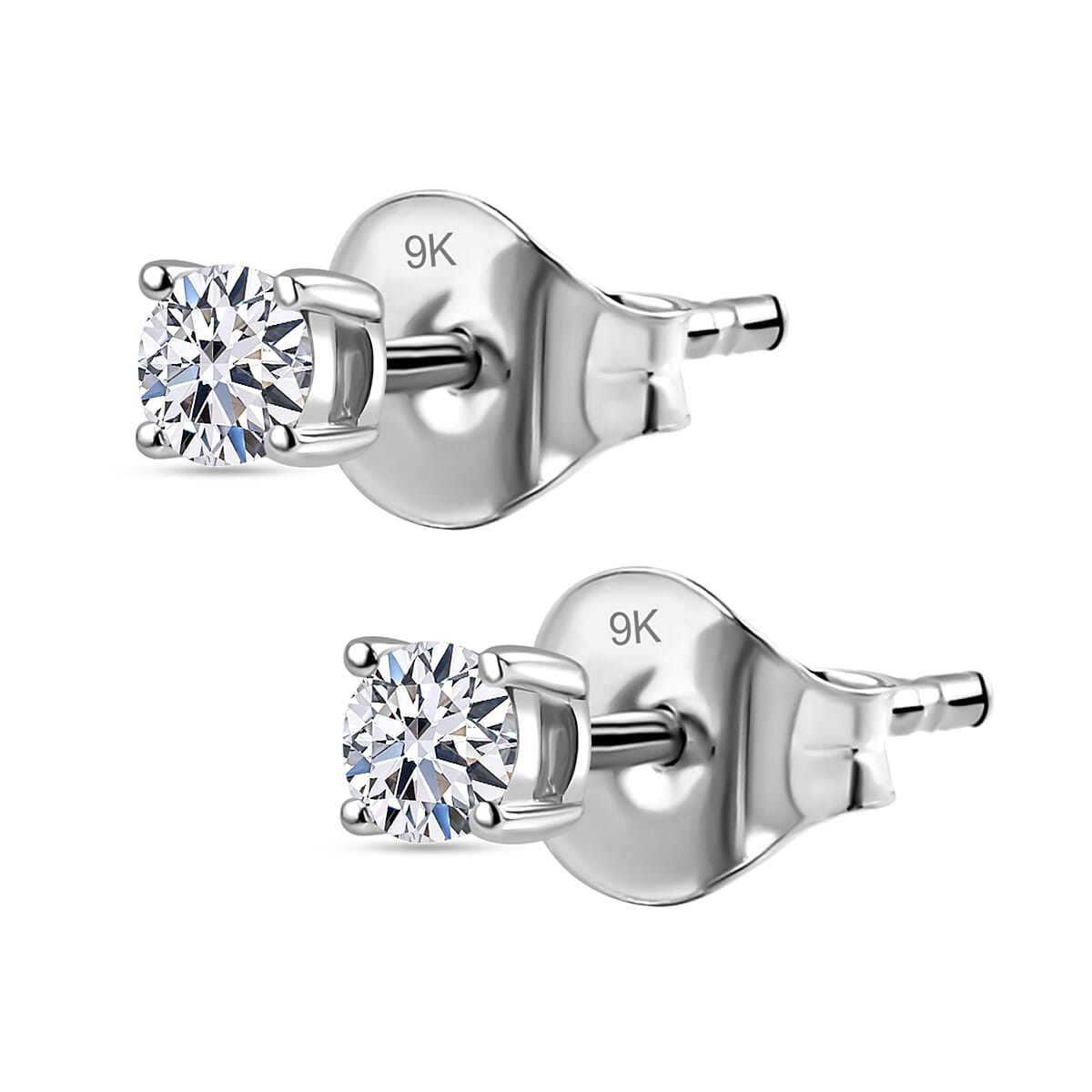 LUXURIANT Lab Grown Diamond Solitaire Earrings in 9K White Gold 7955469 3