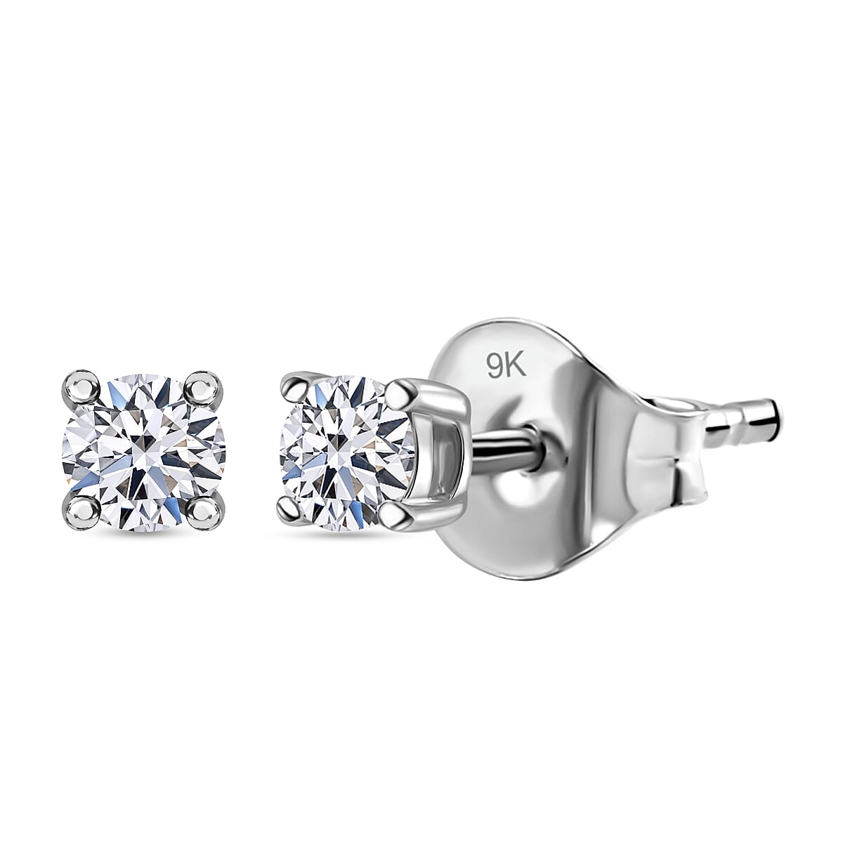 LUXURIANT 9K White Gold SGL Certified Lab Grown Diamond (VS-E/F) Solitaire Stud Push Back Earrings 0.50 Ct. 7955479 0