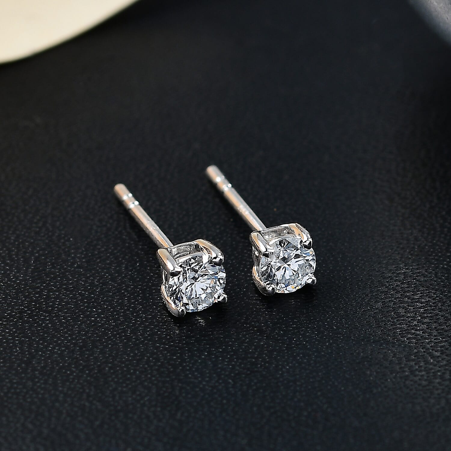 LUXURIANT 9K White Gold SGL Certified Lab Grown Diamond (VS-E/F) Solitaire Stud Push Back Earrings 0.50 Ct. 7955479 2