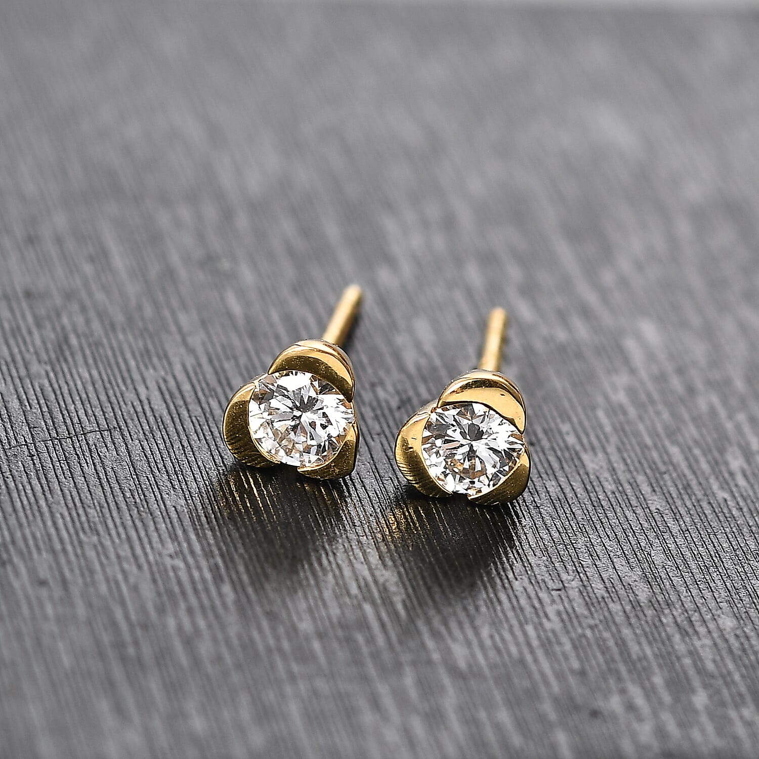 LUXURIANT 0.5 Ct. Lab Grown Diamond SI-GH Solitaire Earring in 18K Vermeil Yellow Gold Plated Sterling Silver 8167221 2