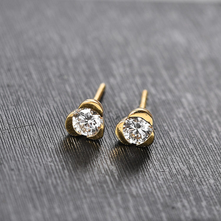LUXURIANT 0.5 Ct. Lab Grown Diamond SI-GH Solitaire Earring in 18K Vermeil Yellow Gold Plated Sterling Silver 8167221 2