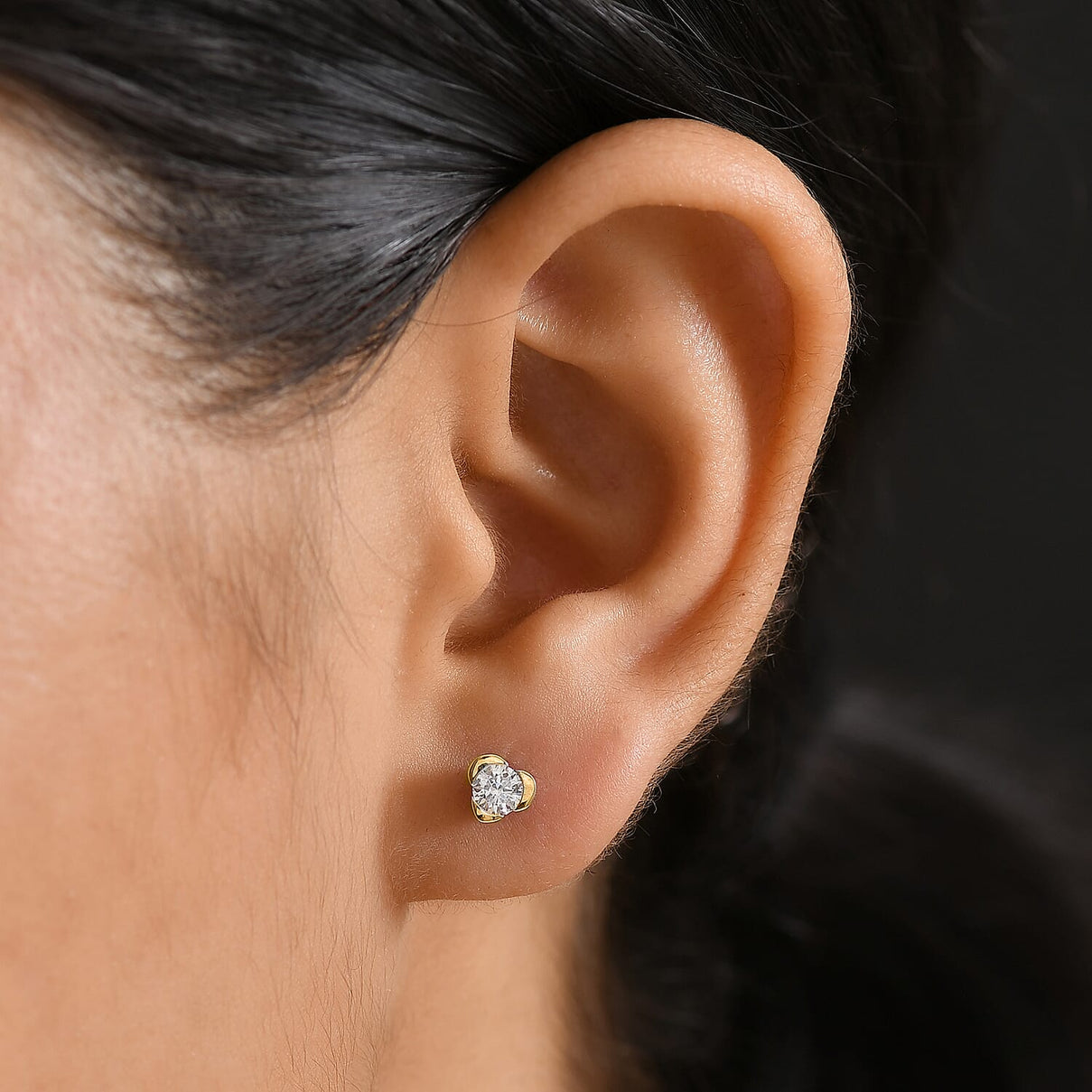 LUXURIANT 0.5 Ct. Lab Grown Diamond SI-GH Solitaire Earring in 18K Vermeil Yellow Gold Plated Sterling Silver 8167221 3