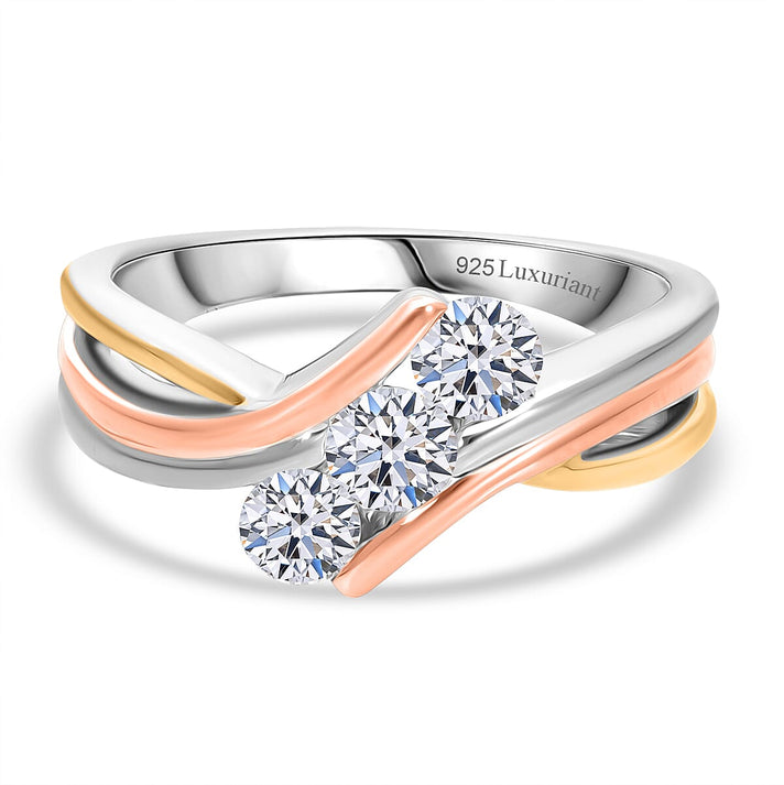 LUXURIANT Lab Grown Diamond (SI/G H) Ring in Vermeil Rose and Yellow Gold Plated and Platinum Overlay Sterling Silver 0.75 Ct. 8055439 1