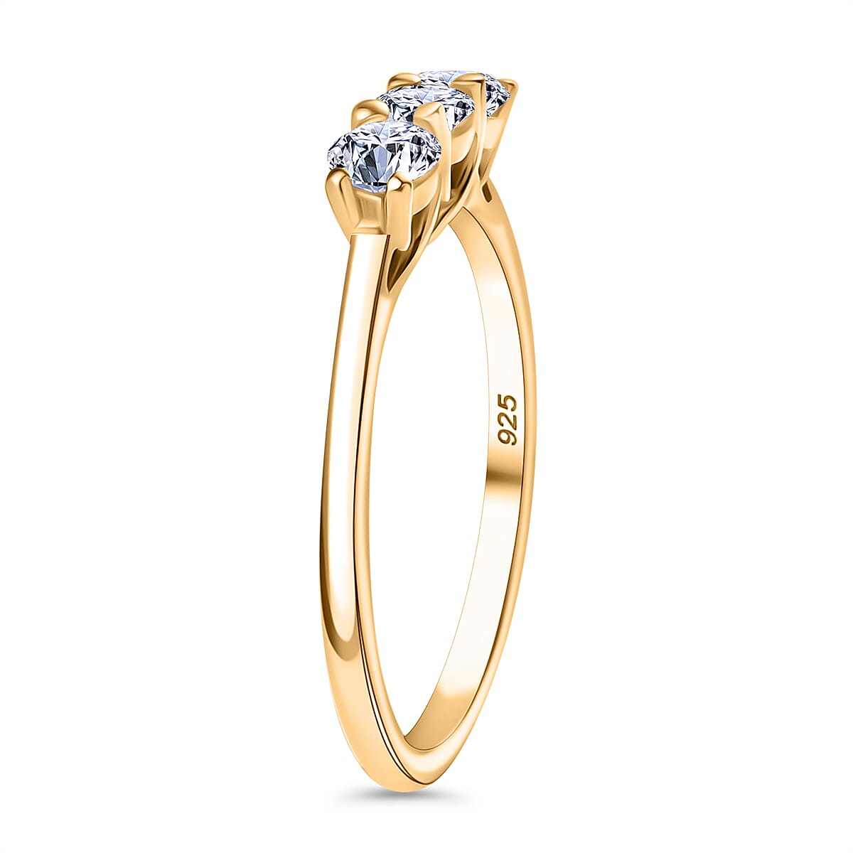 LUXURIANT Lab Grown Diamond Trilogy Ring in 18K Vermeil Yellow Gold Plated Sterling Silver 0.5 Ct. 8053177 4
