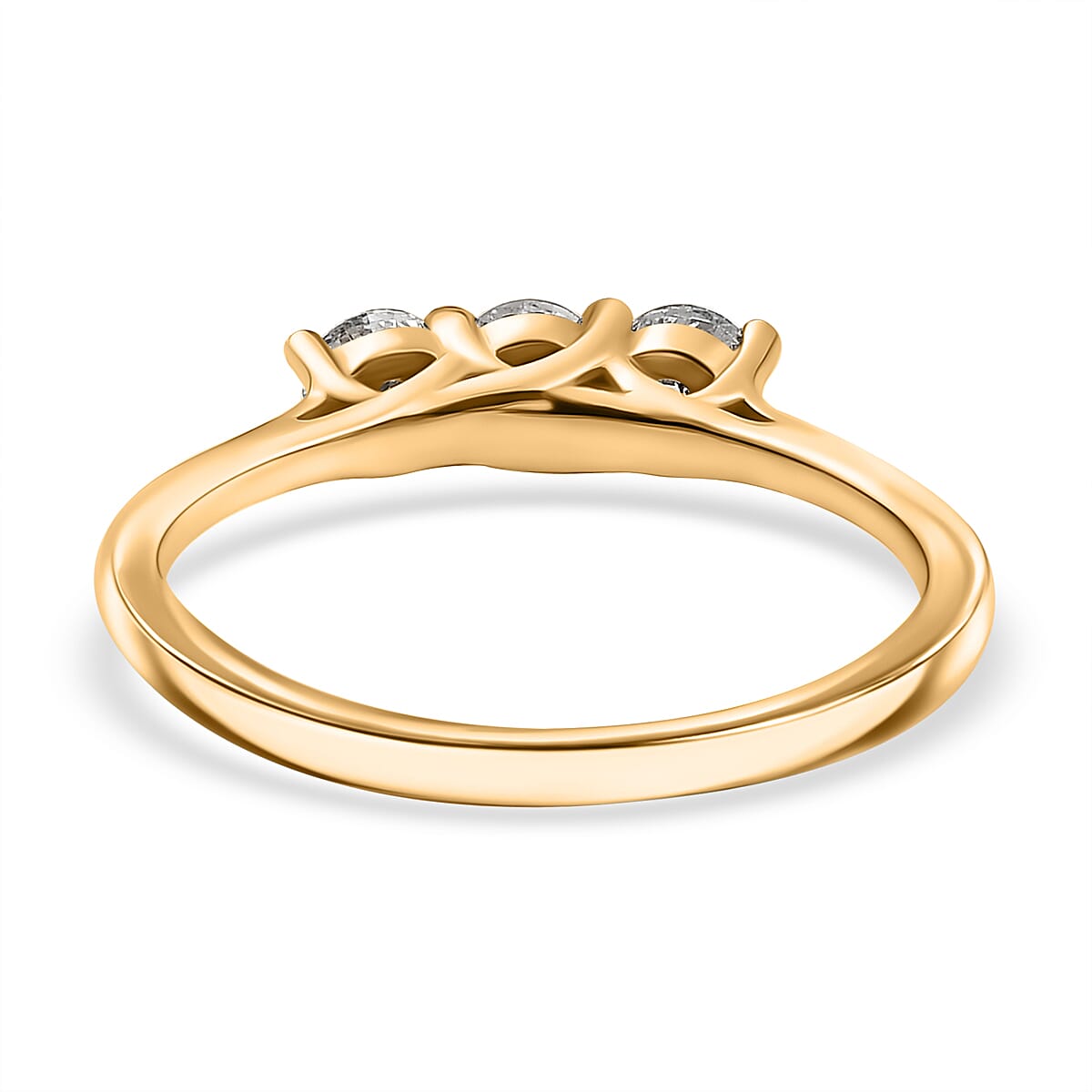 LUXURIANT Lab Grown Diamond Trilogy Ring in 18K Vermeil Yellow Gold Plated Sterling Silver 0.5 Ct. 8053177 5